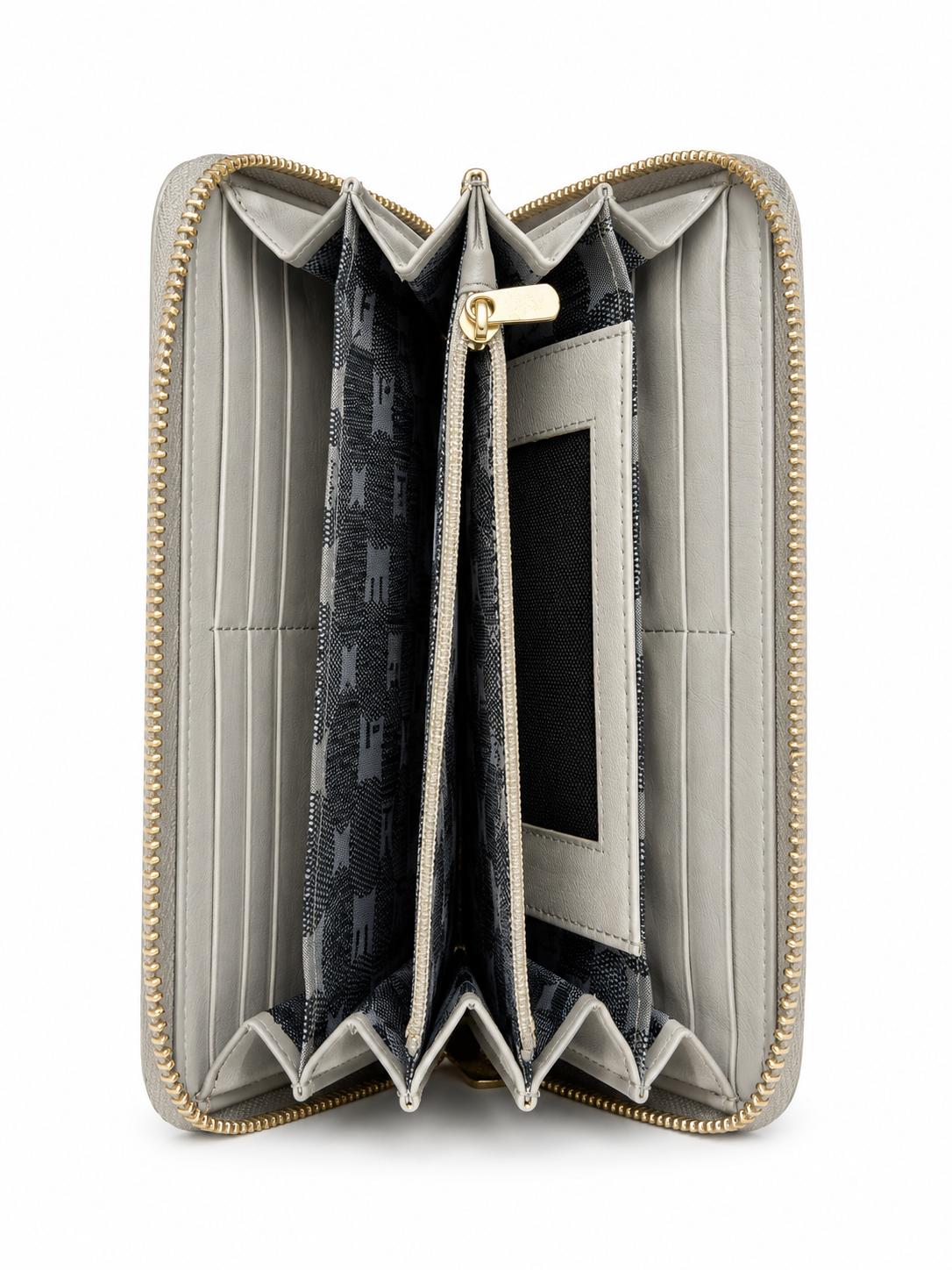 👜 Elegant Grey Snake-Texture Zip-Around Wallet