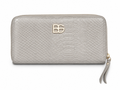 👜 Elegant Grey Snake-Texture Zip-Around Wallet