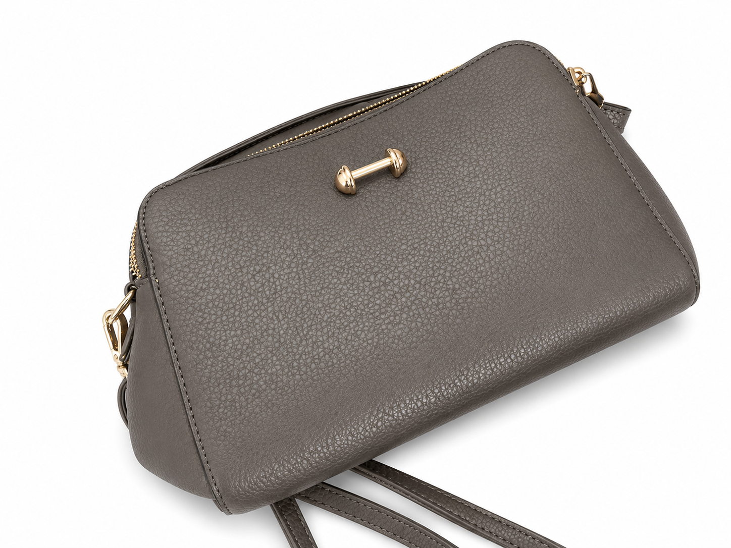 Elegant Triple-Compartment Crossbody Bag – Grey