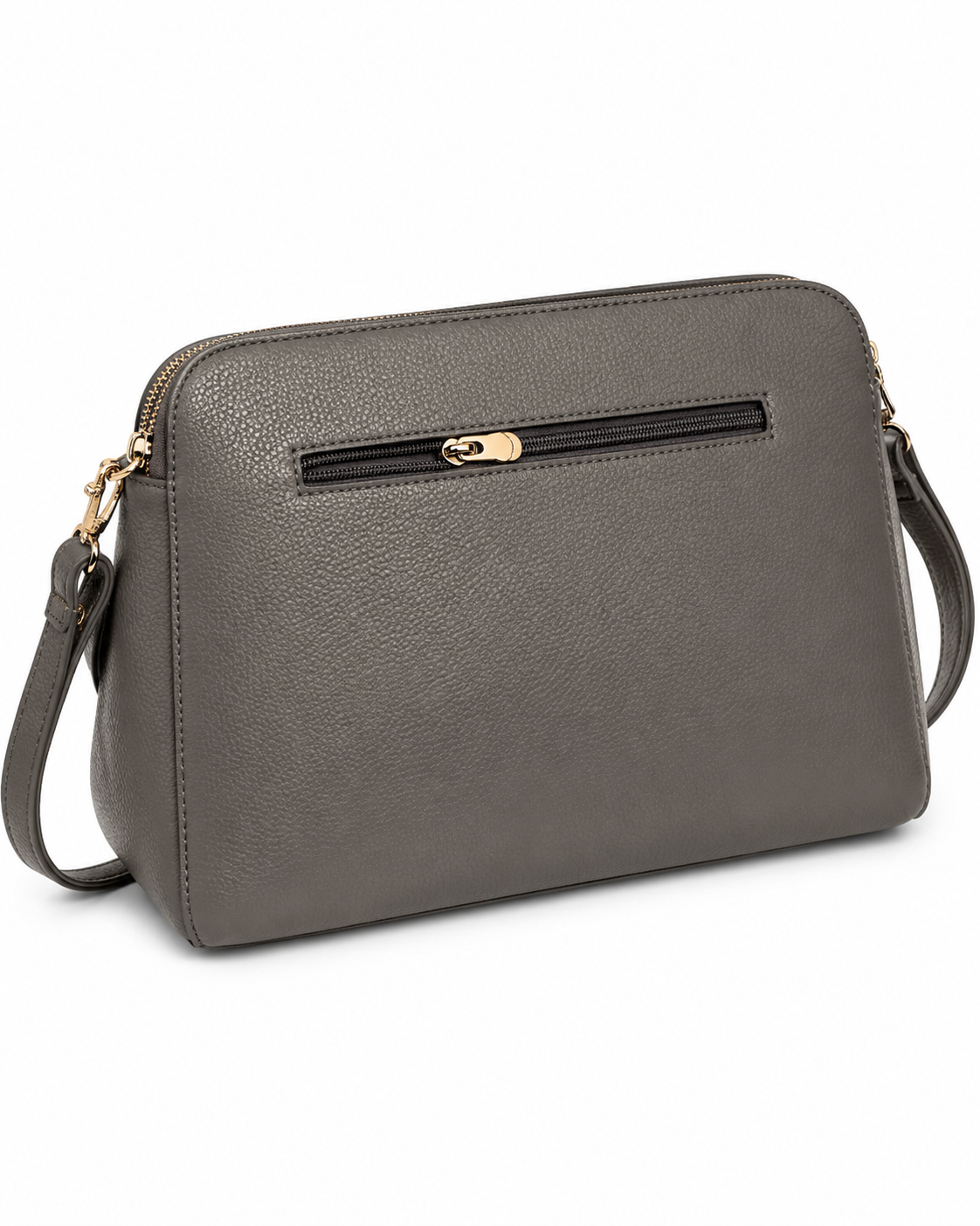 Elegant Triple-Compartment Crossbody Bag – Grey