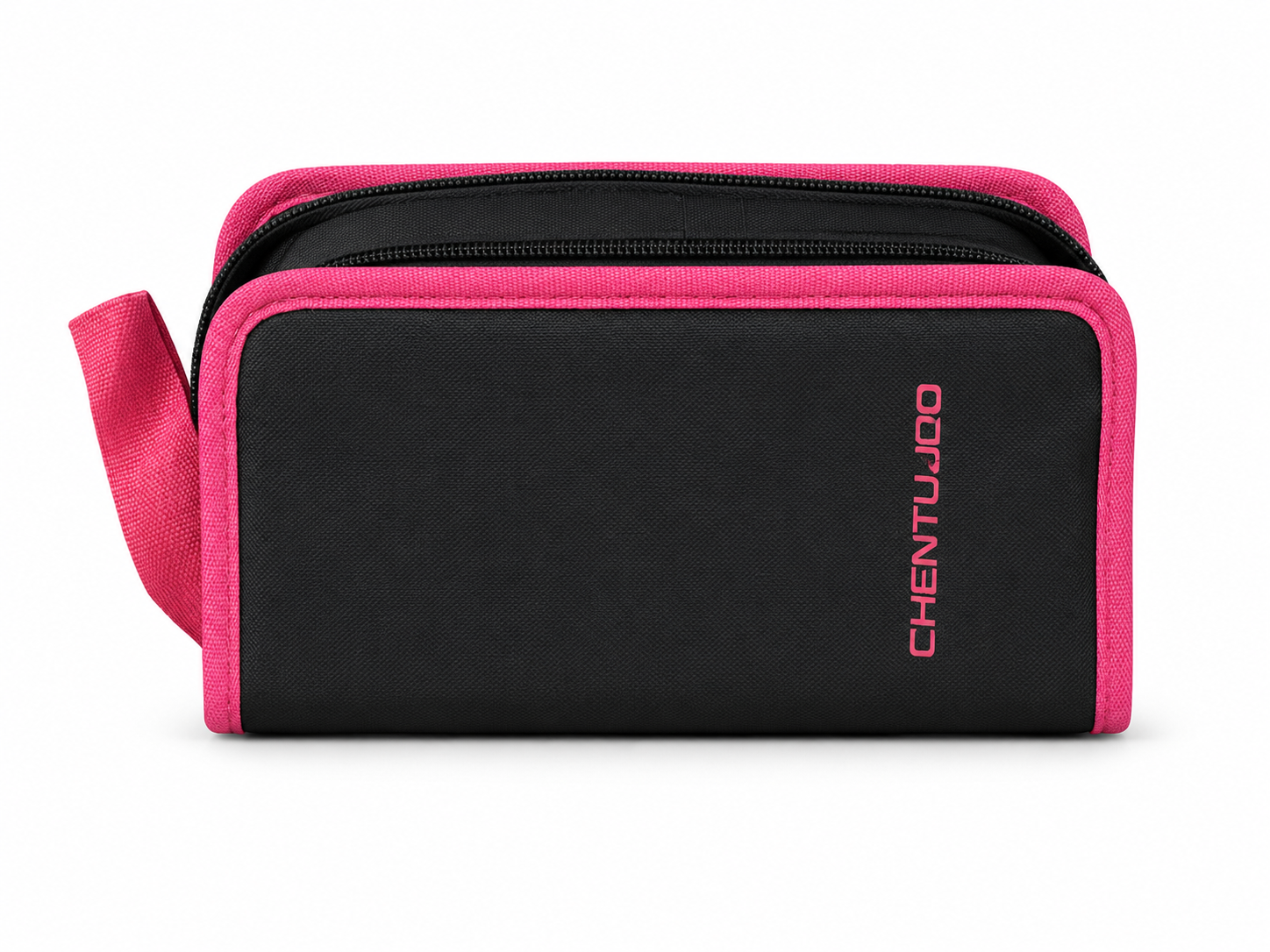 👜 Black & Pink Multi-Compartment Cosmetic / Travel Pouch